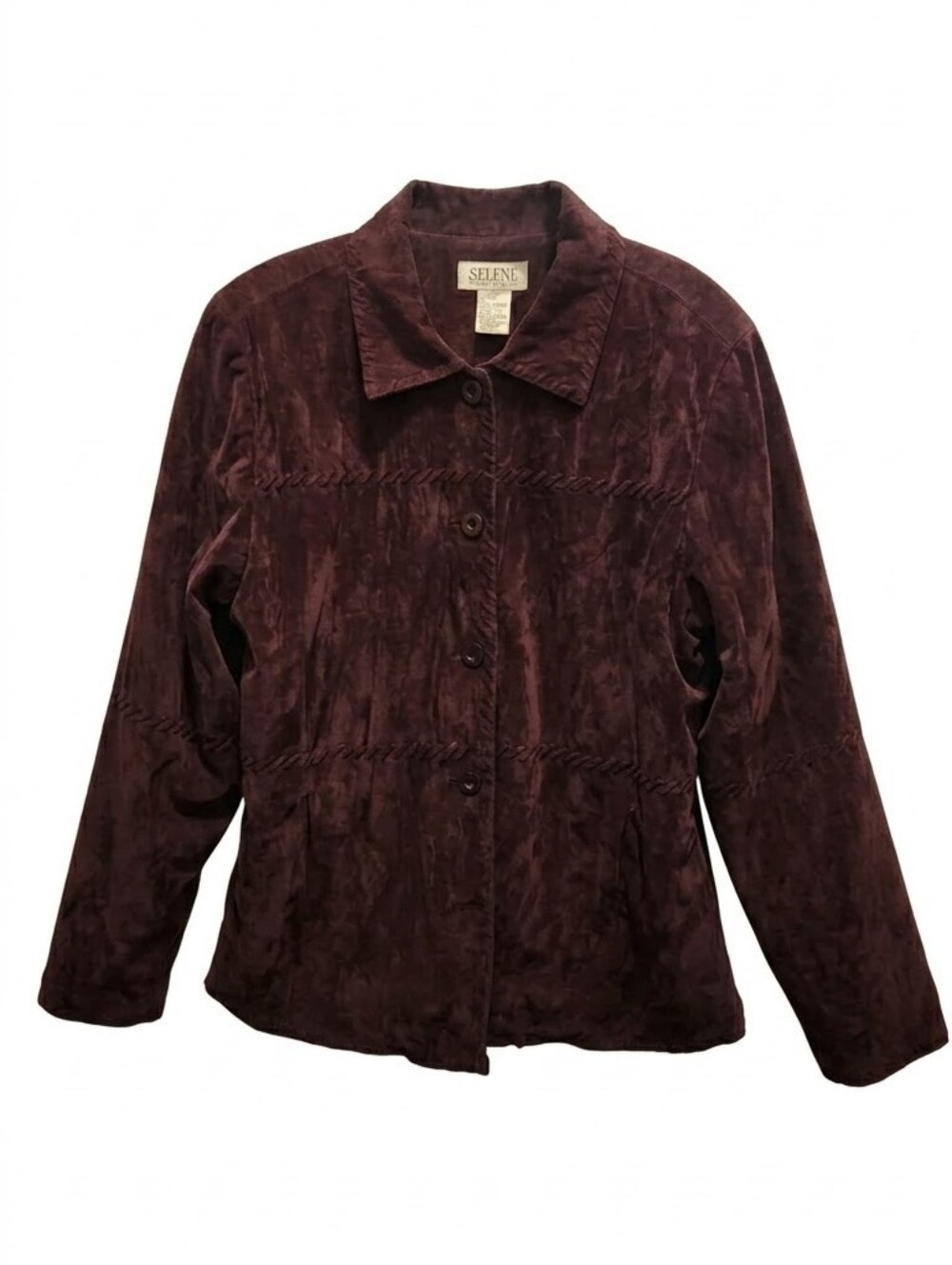 Selene Sport Chocolate Brown Faux Suede Whipstitch Jacket Size M